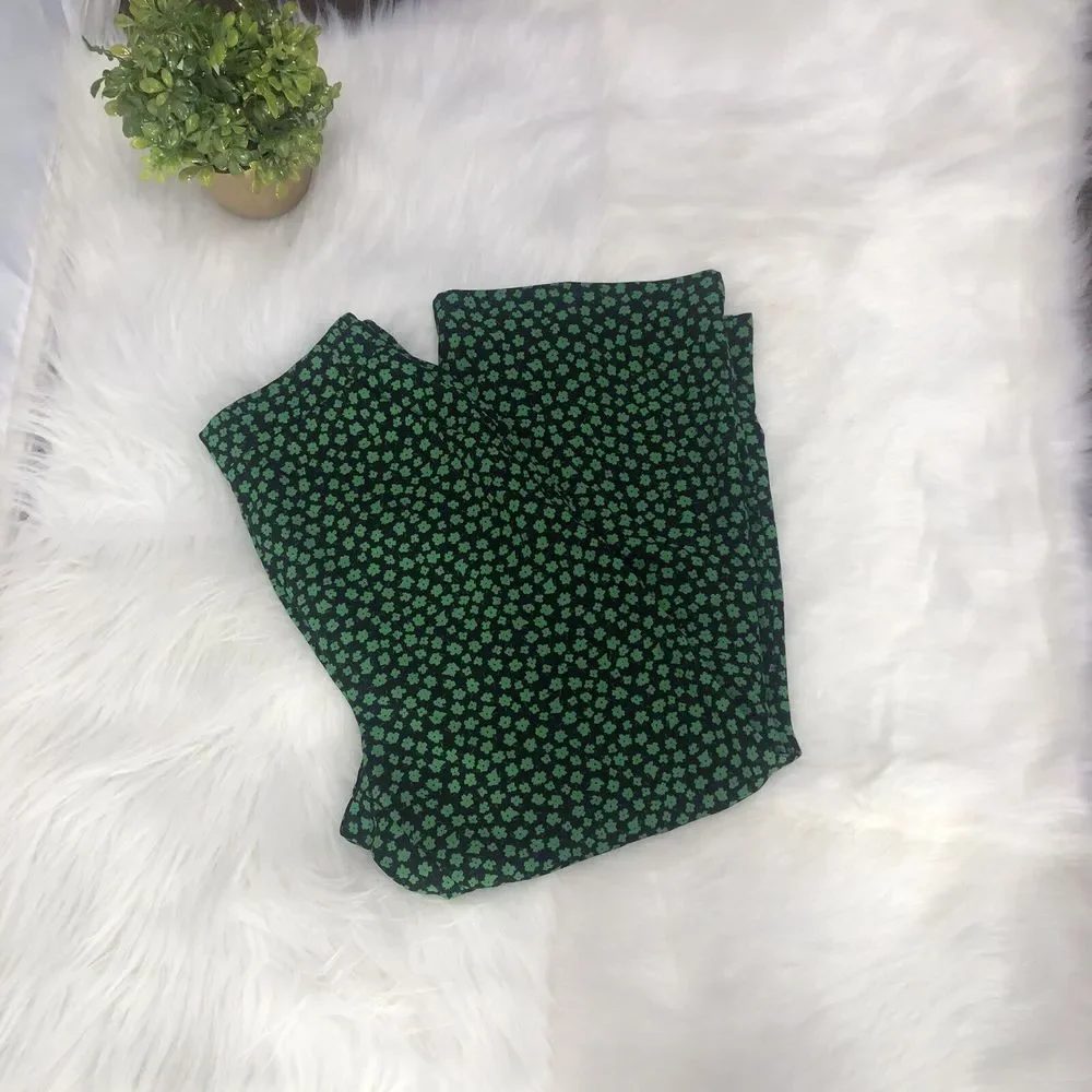 H&M Women Pants Casual leg cropped Green & Black Flo cord trousers - Picture 8 of 12
